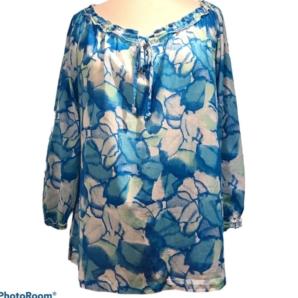 Fresh Produce 100% Cotton Blouse Tunic Floral Woman’s Size Small